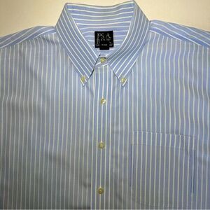 Jos. A. Bank Men's Blue Striped Traveler Collection All Cotton Dress Shirt 17-33